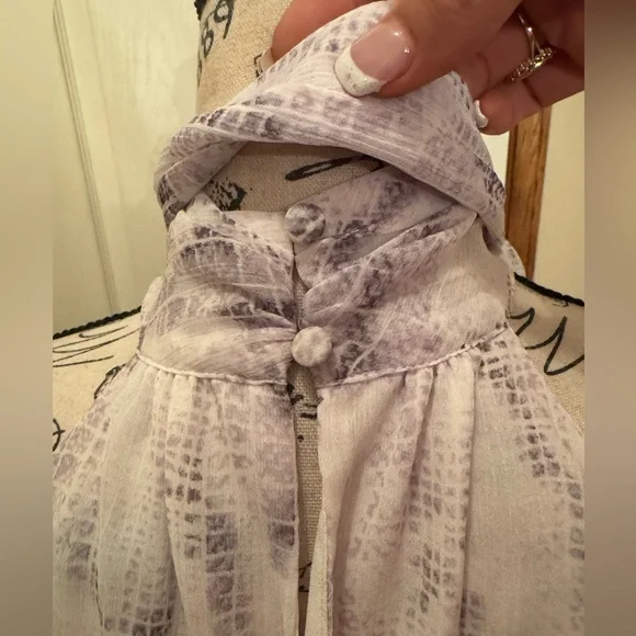 White House Black Market purple and white snake skin halter top - removable bow - Picture 7 of 14